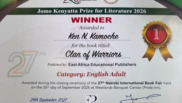 Clan of Warriors by Prof Ken Kamoche, shortlisted for the Jomo Kenyatta Prize for Literature 2026