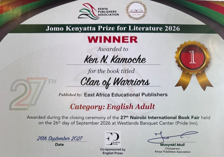 Clan of Warriors by Prof Ken Kamoche, shortlisted for the Jomo Kenyatta Prize for Literature 2026